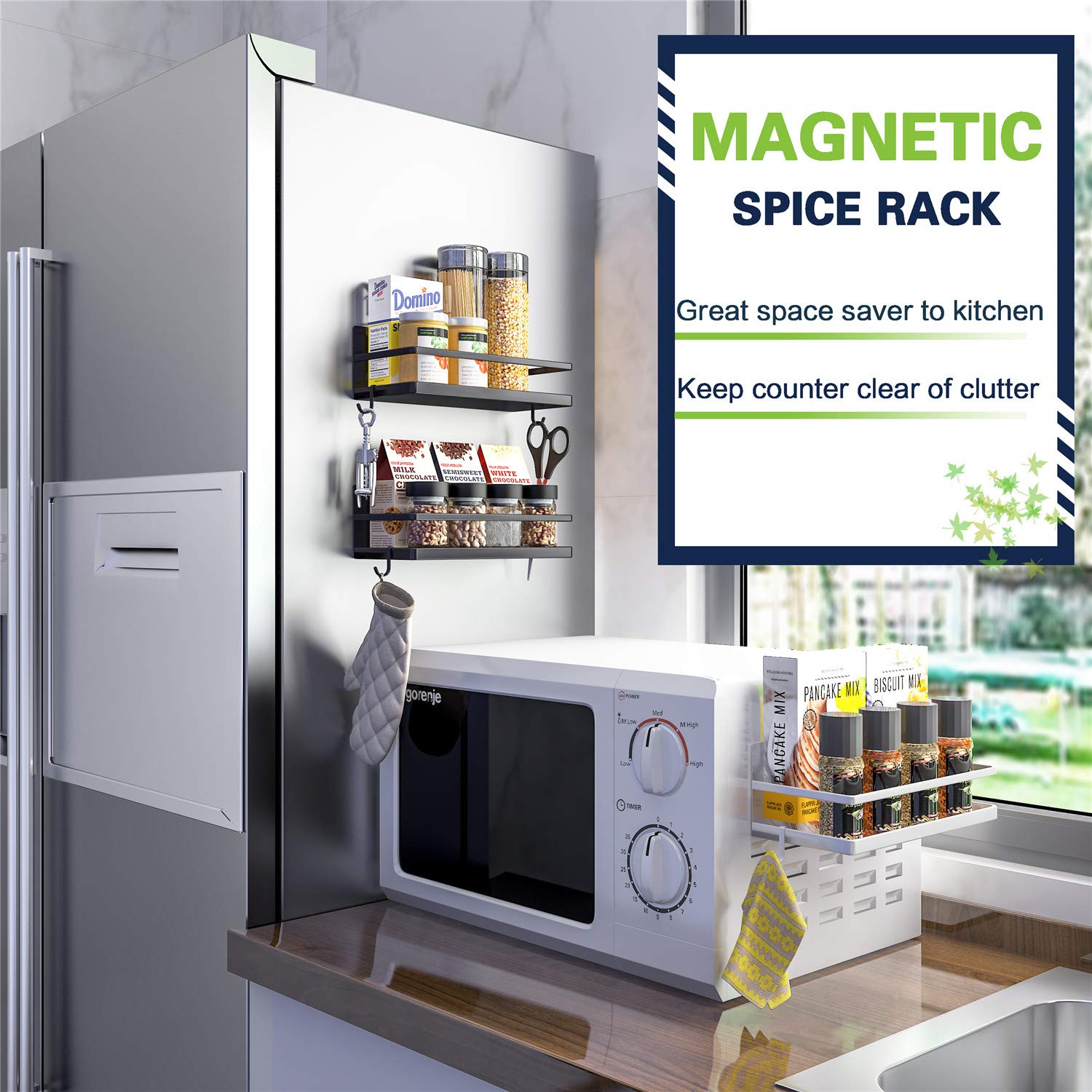 Thipoten space saver rack blends with modern kitchen design.
