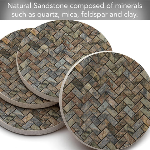Thirstystone coaster with absorbent surface keeps tabletops dry from condensation.