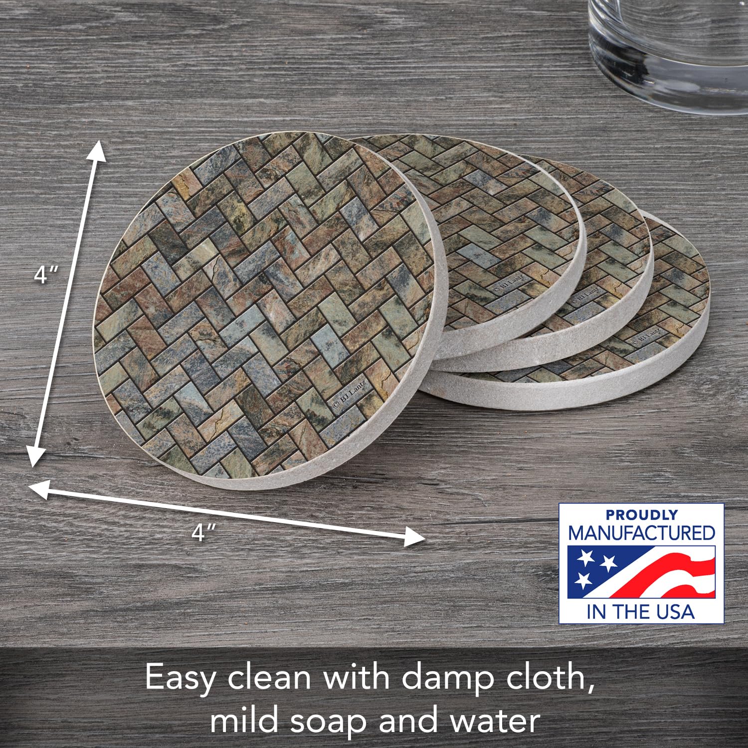 Thirstystone easy-clean coaster cleans quickly with a damp cloth.
