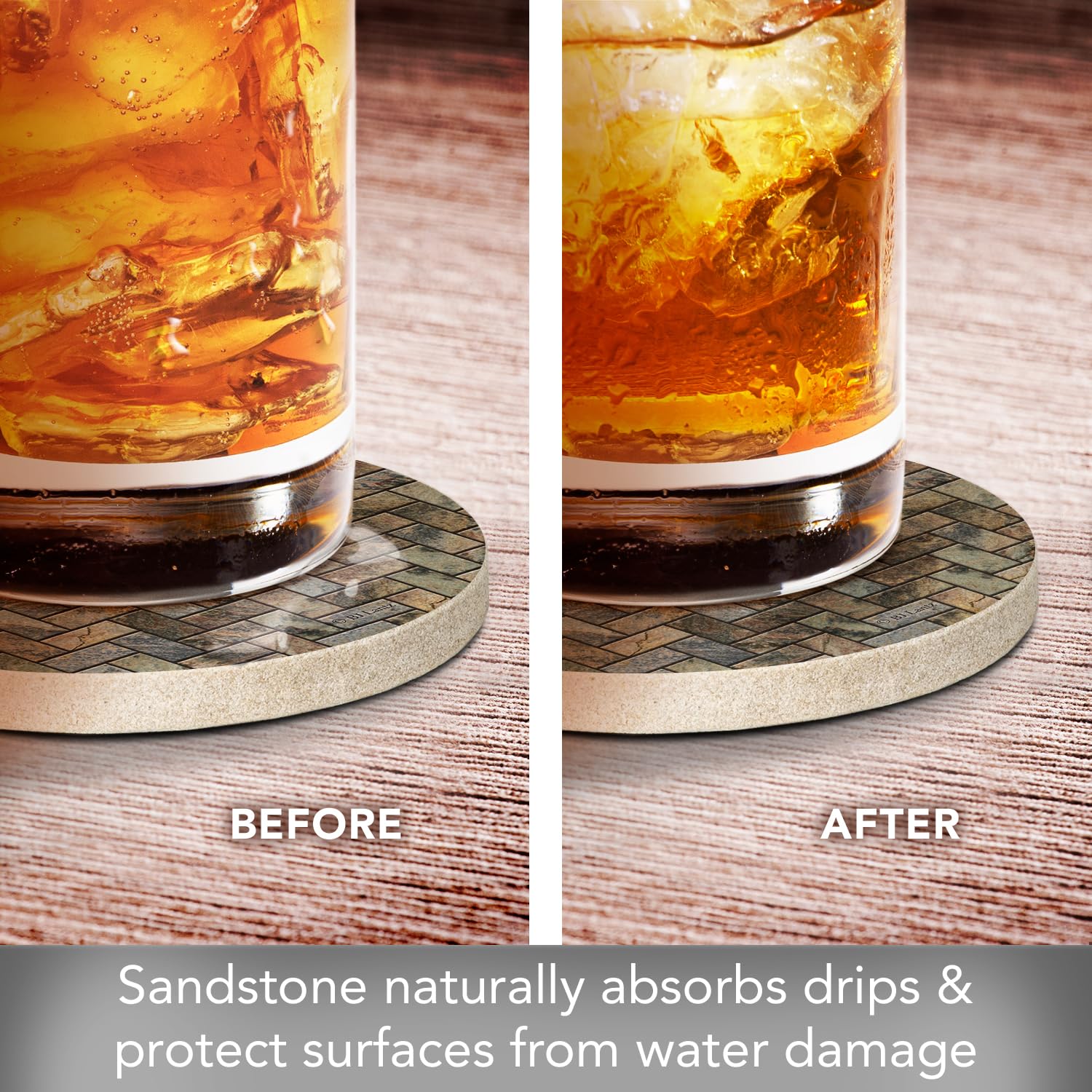 Thirstystone heat-tolerant coaster protects desks from hot beverages.