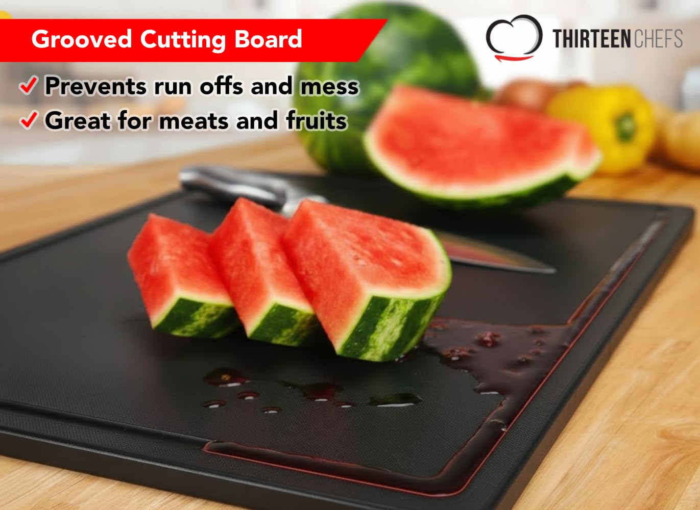 Thirteen Chefs commercial-grade BPA-free board suitable for busy kitchens