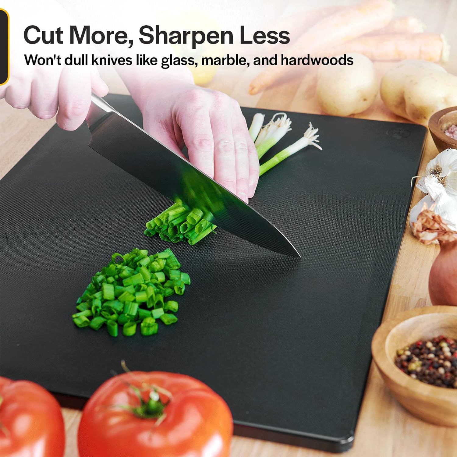Commercial-grade Thirteen Chefs cutting board suitable for kitchens and home chefs.