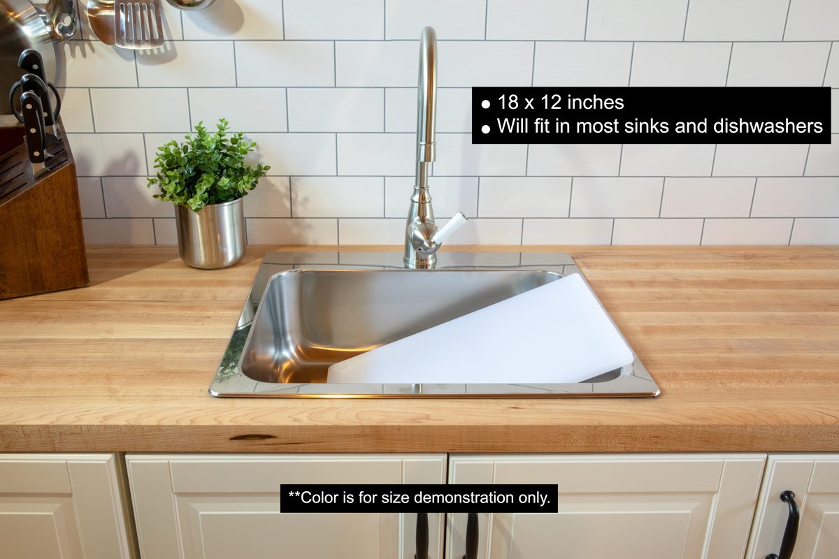 Thirteen Chefs kitchen counter setup with large board for prep
