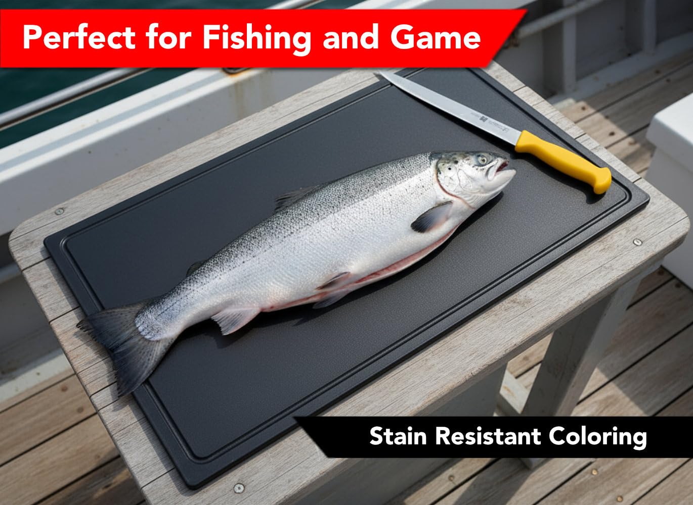 Thirteen Chefs dishwasher-safe up to 200F cutting board for easy cleanup.