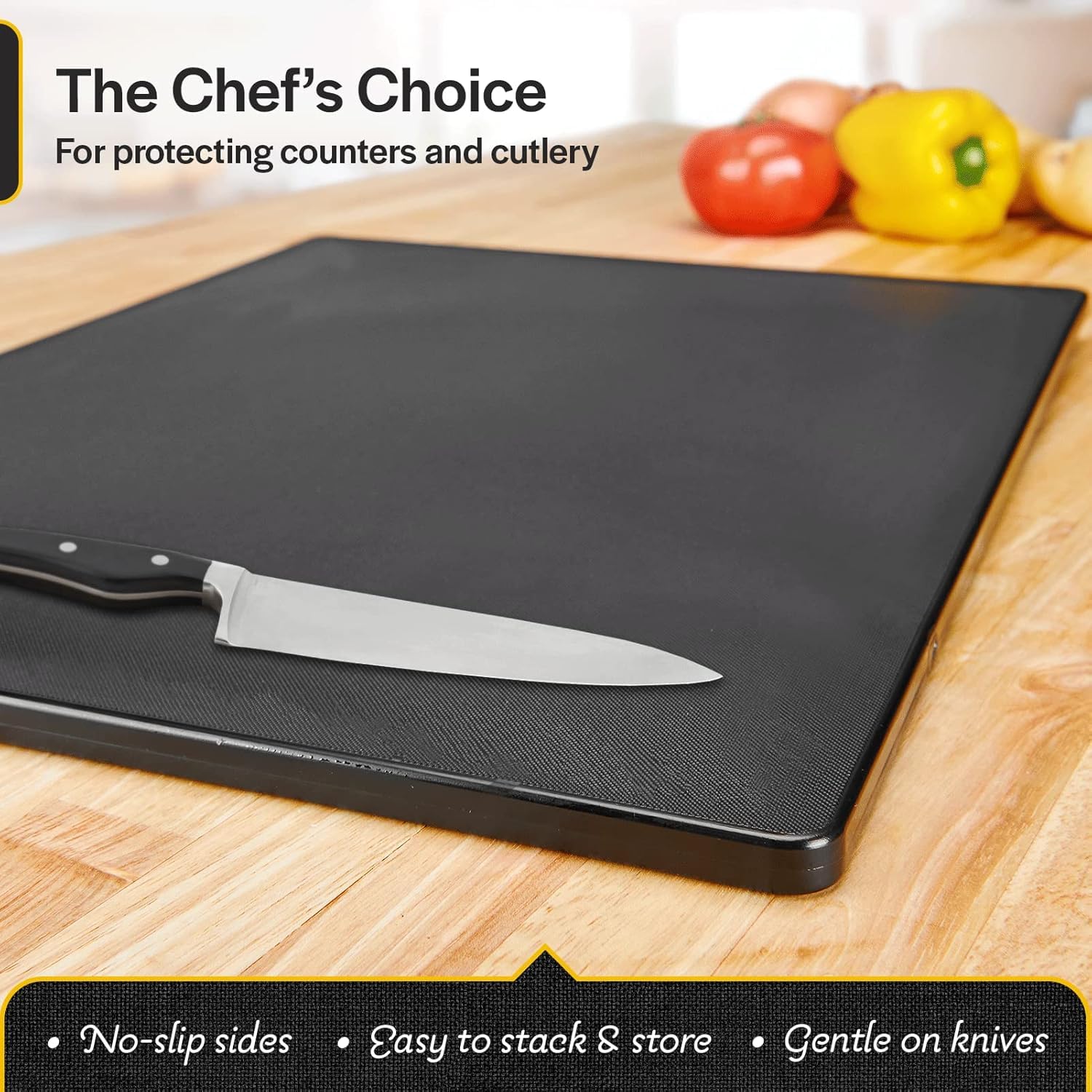 HDPE Thirteen Chefs cutting board in dishwasher-safe design for easy cleanup.