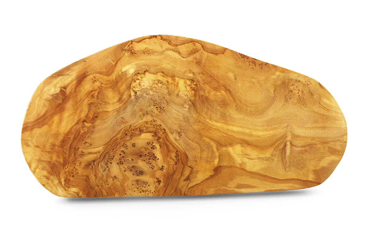 Thirteen Chefs olive wood cutting board kitchen display for everyday prep and entertaining.
