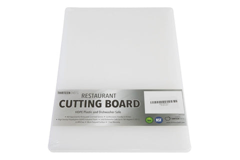 Thirteen Chefs plastic cutting board top view with large 18x12 surface for family prep