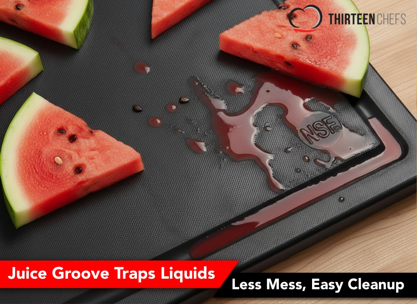 Thirteen Chefs professional-grade cutting board designed for busy kitchens.