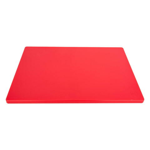 Non-slip base provides stability during chopping on the red Thirteen Chefs board.