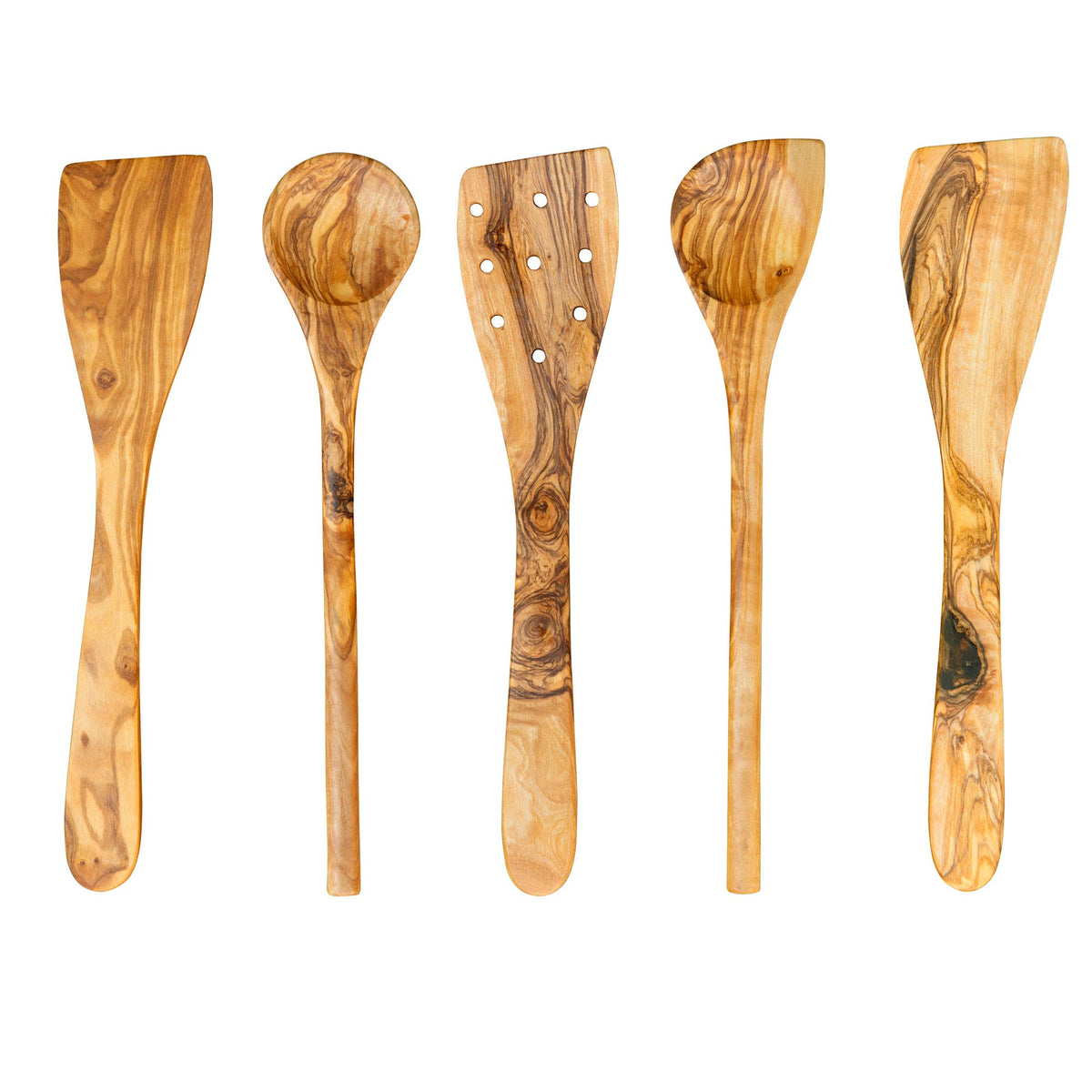 Thirteen Chefs Tramanto flat spatula with rich olive wood grain