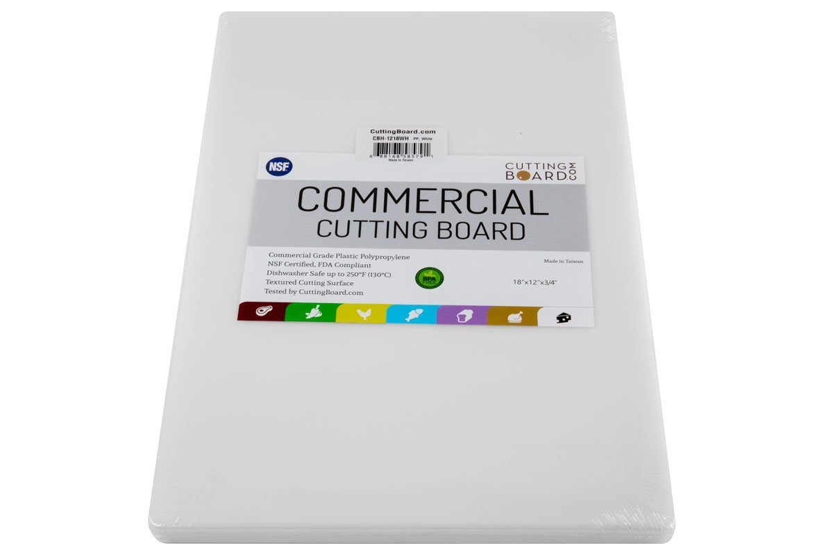 Thirteen Chefs white cutting board NSF-certified for professional use