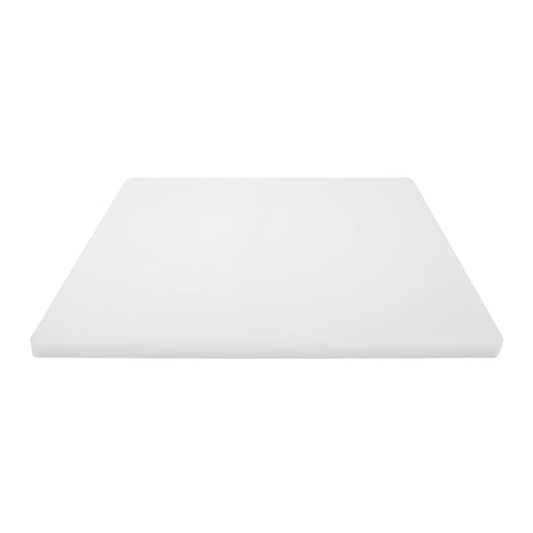 Thirteen Chefs white cutting board top view highlights heavy 0.75-inch surface for stable slicing