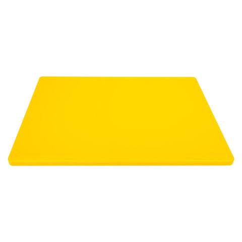 Thirteen Chefs yellow poultry board top view highlighting color-code for chicken prep