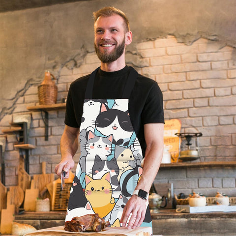 THISFIND Cute Cat Apron with easy-care polyester for quick cleaning