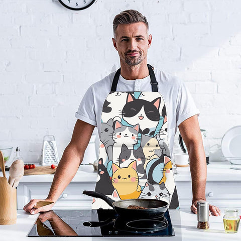 THISFIND Cute Cat Apron features colorful cat prints for a cheerful workspace