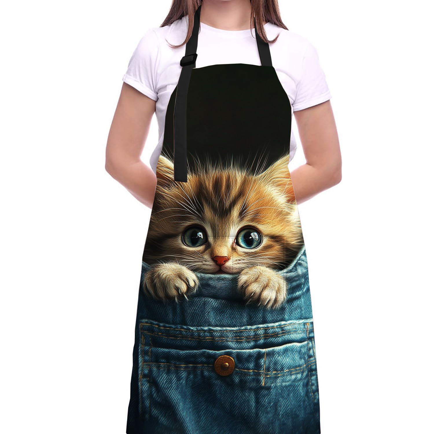 THISFIND Cat in Pocket Apron is easy to wash and quick to dry.