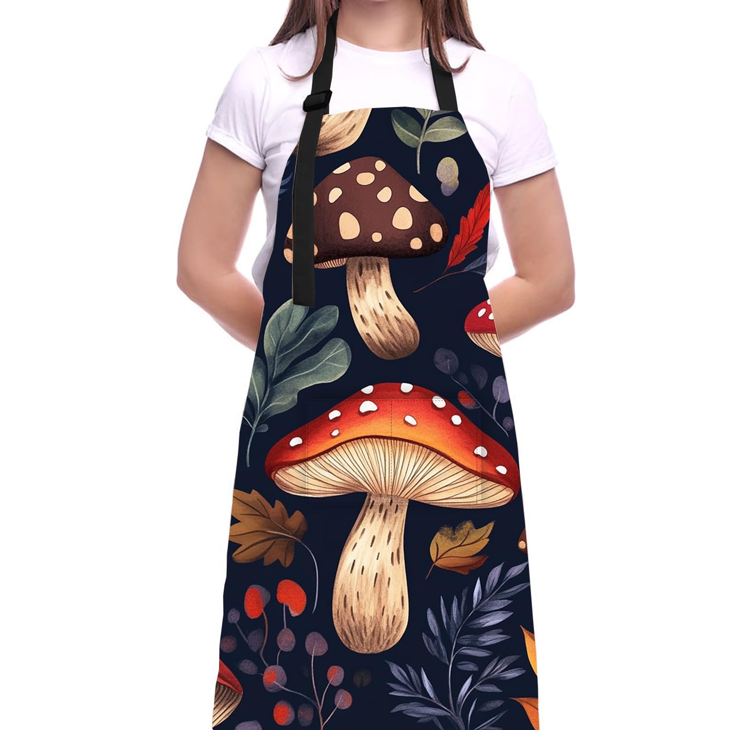THISFIND mushroom-print apron ideal for home and outdoor projects.