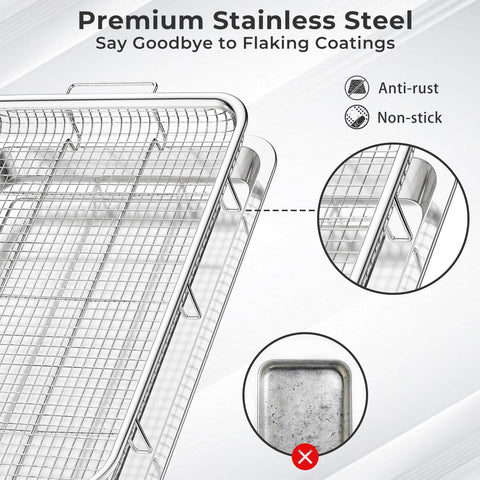 THORSES oven crisper tray 6mm stainless steel resists warping at high heat.