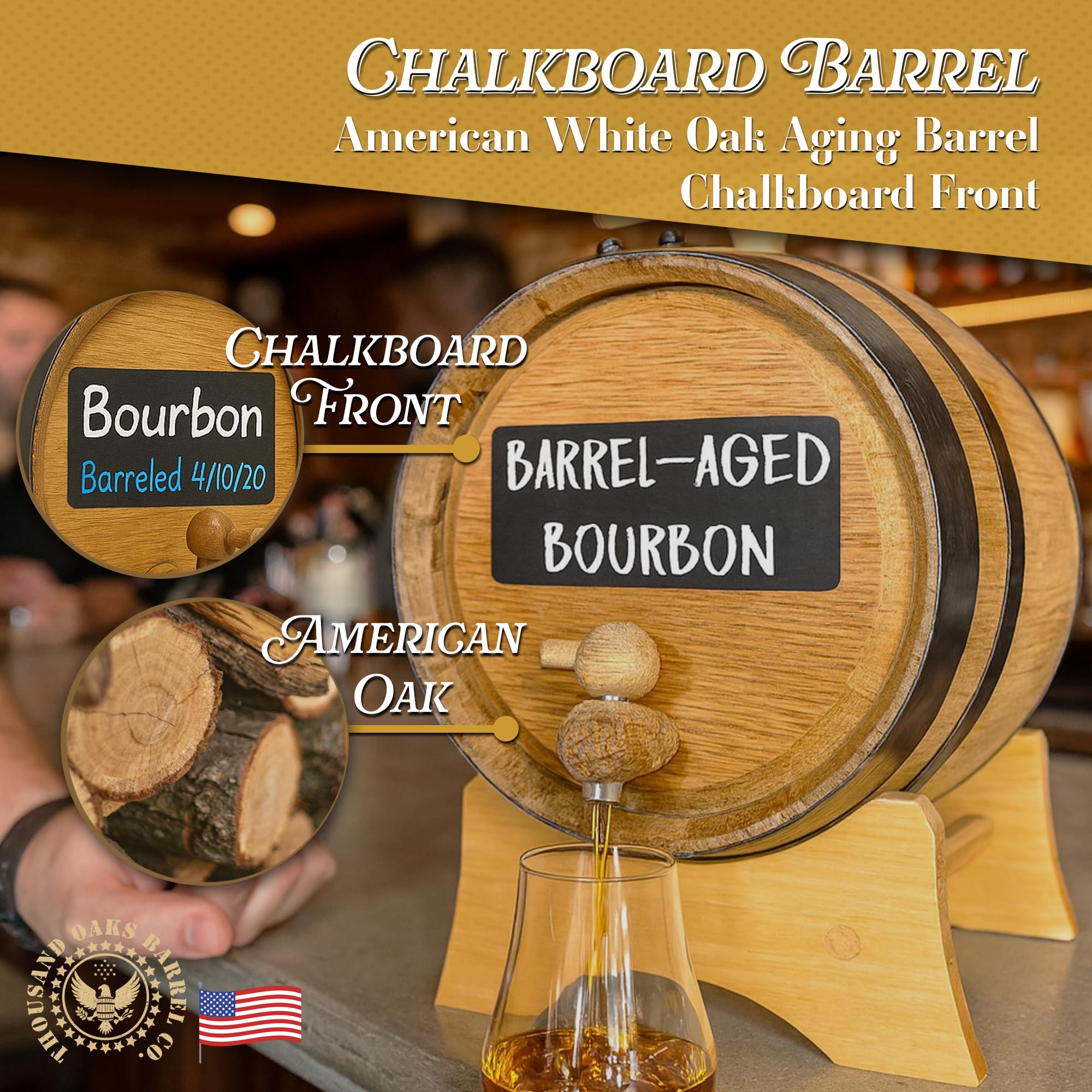 Thousand Oaks Barrel wooden stand and spigot for easy dispensing