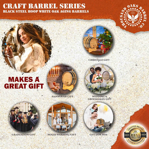 THOUSAND OAKS BARREL multi-use aging supports whiskey, rum, tequila, or wine experiments.