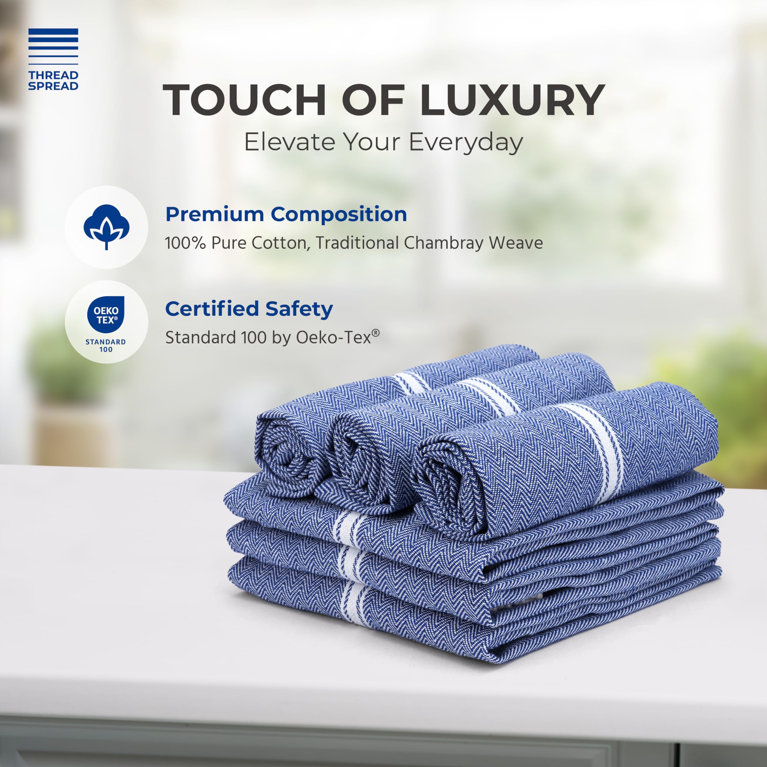 THREAD SPREAD 12-pack kitchen towels offer quick-dry performance for busy kitchens.