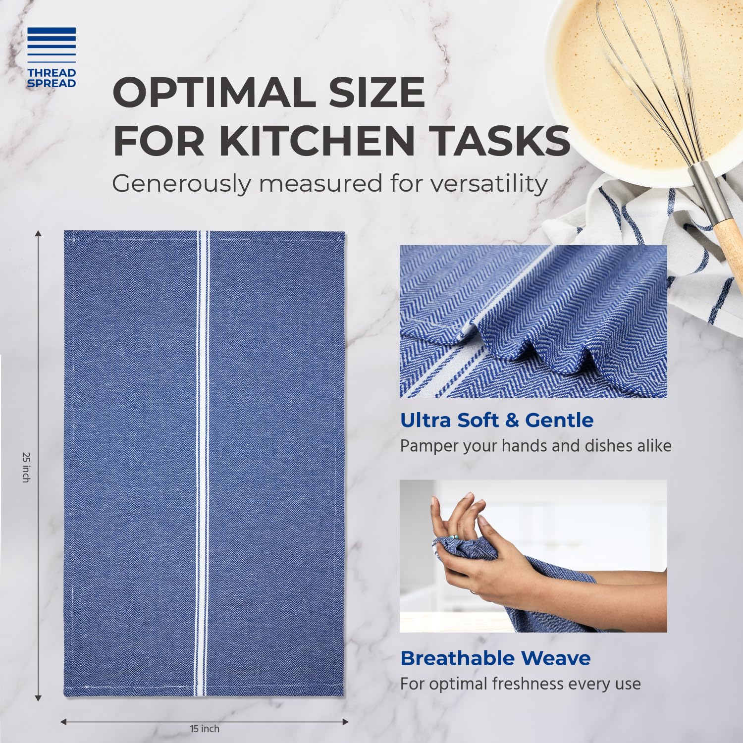 THREAD SPREAD fast-drying towels wick moisture and stay fresh between uses.