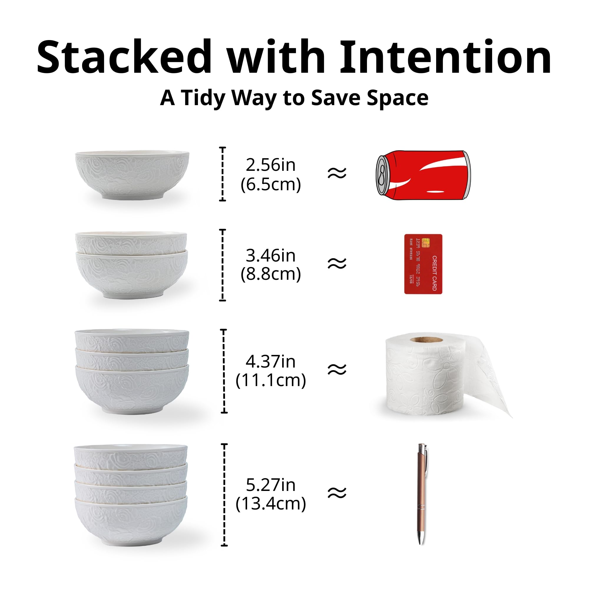 THRYVONA each bowl measures 6.5 inches for balanced portions.