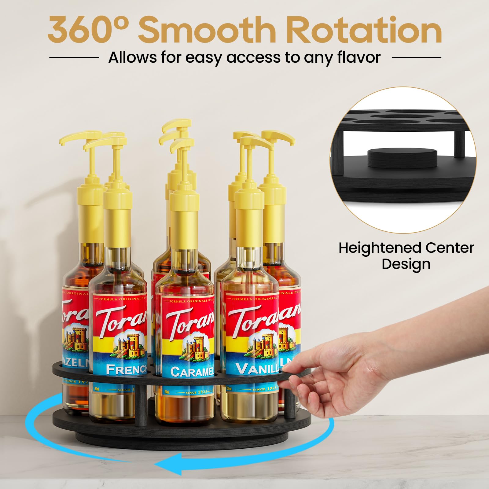 THYGIFTREE center-flavor spot on the turntable keeps your go-to syrup in reach during prep