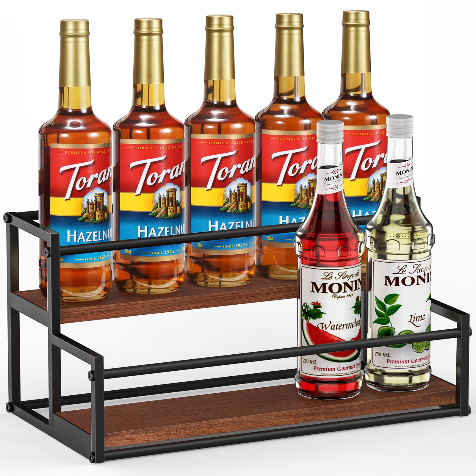 THYGIFTREE Coffee Syrup Rack 2-Tier keeps syrups organized and within reach.