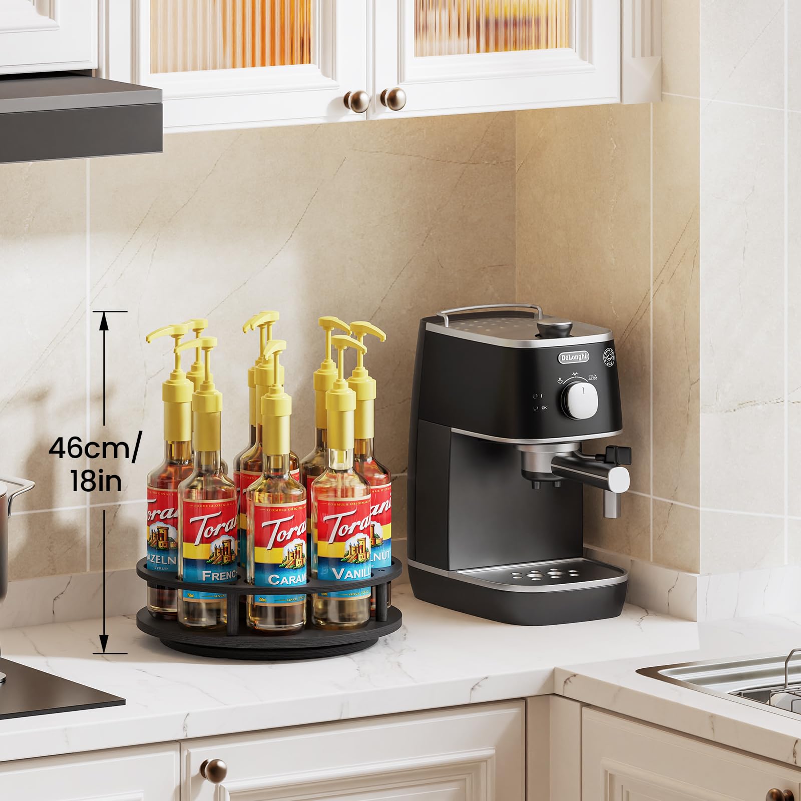 THYGIFTREE sturdy wood construction complements countertop coffee stations