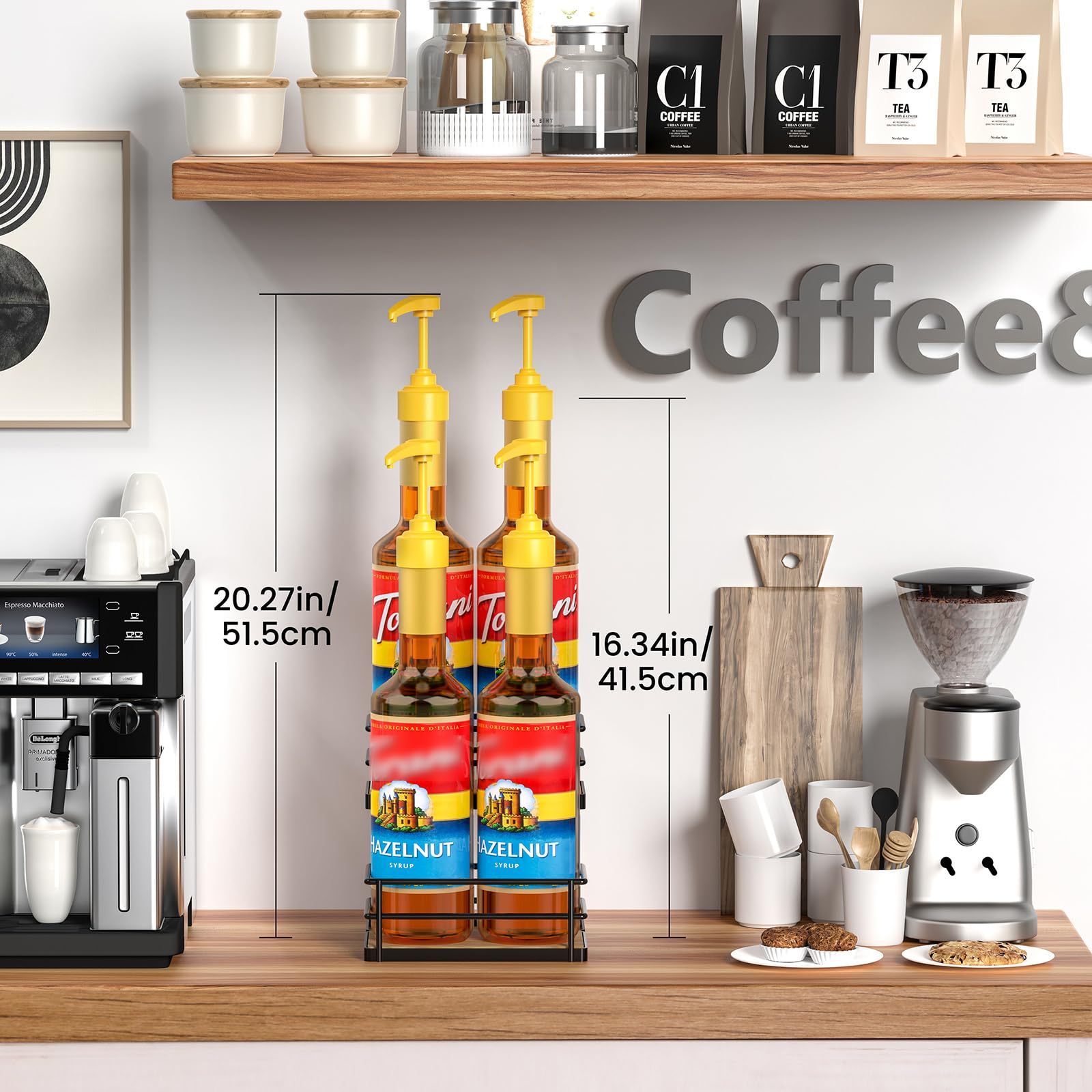 THYGIFTREE matte black metal frame highlights modern kitchen organization.