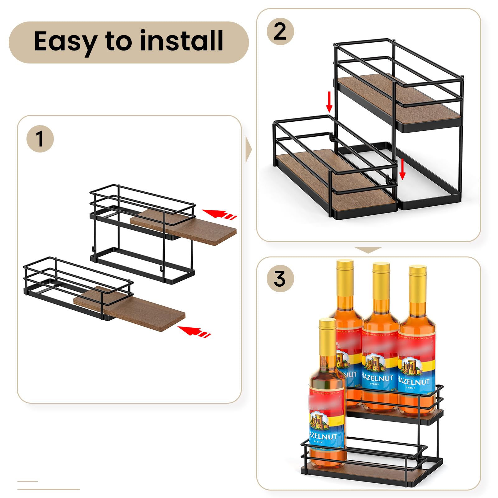 THYGIFTREE multi-use bottle rack can also store oils, vinegars, or spices