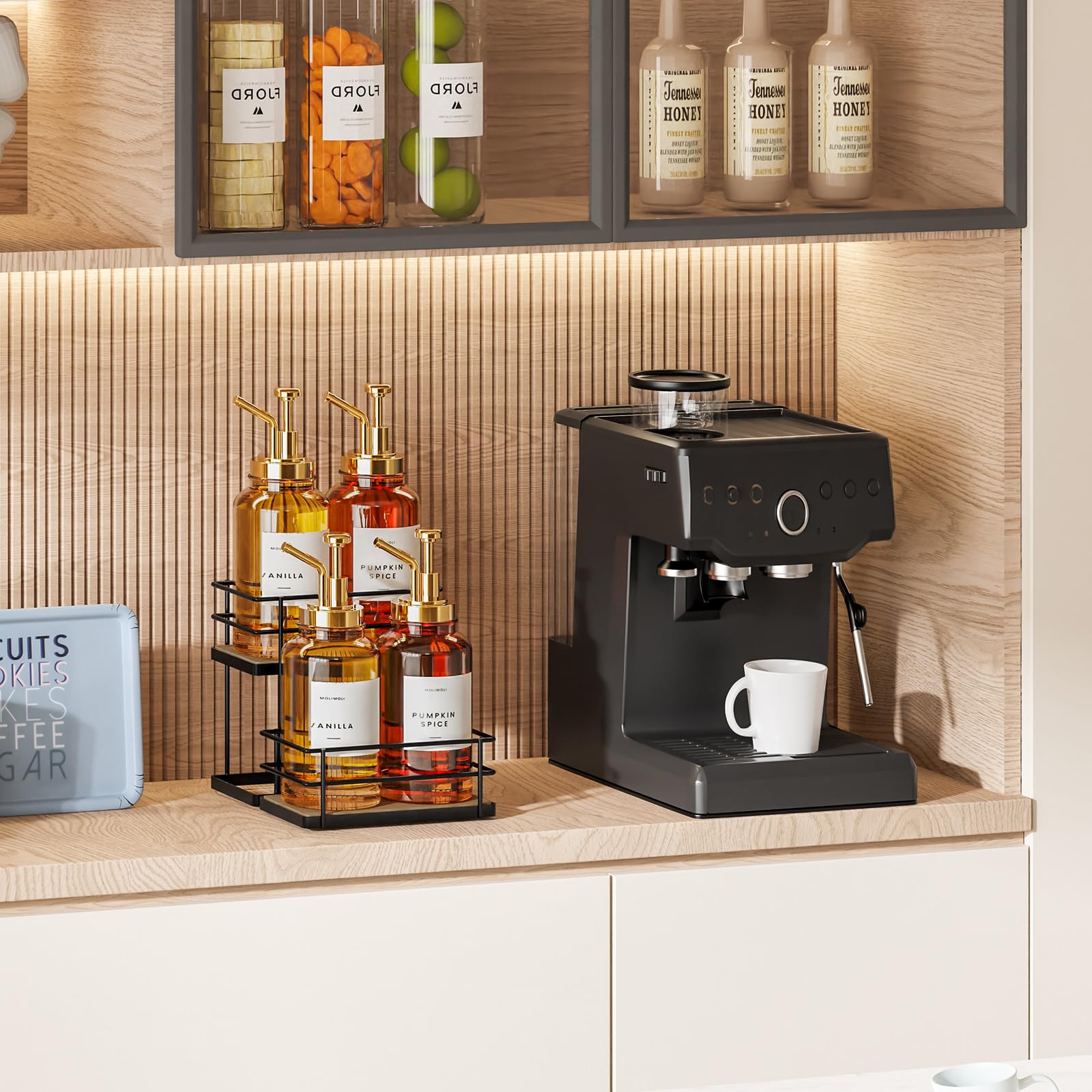 THYGIFTREE versatile storage for olive oil, vinegar, and spices.
