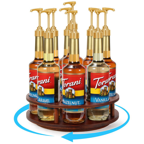 THYGIFTREE syrup organizer front view rotates for easy flavor access