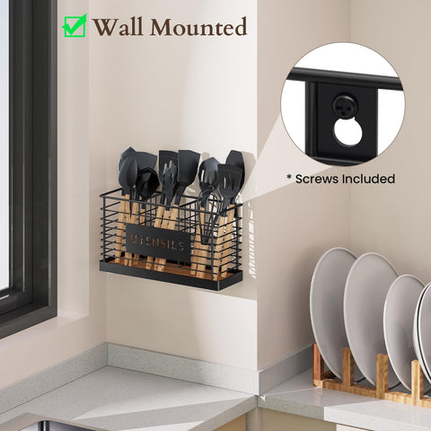 THYGIFTREE stable design utensil organizer prevents tipping during cooking