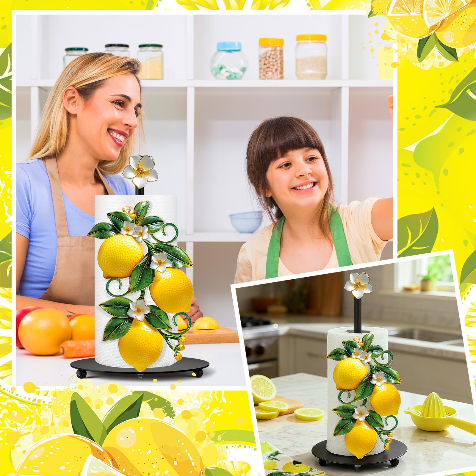 Thyle yellow lemon decor keeps towels reachable during daily cooking sessions.