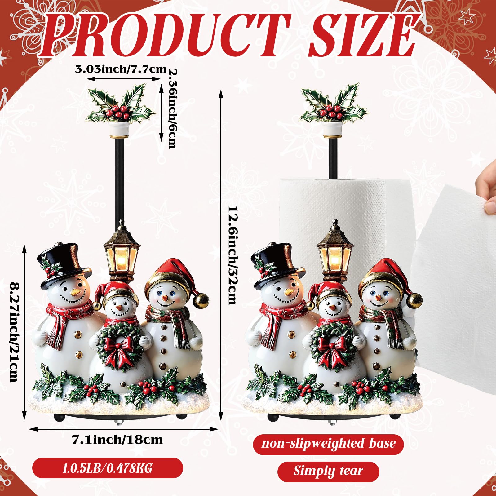 Thyle Winter Snowman with holly hat and wreath detail enhances holiday ambiance.