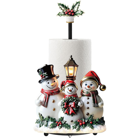 Thyle Winter Snowman paper towel holder on round base for stable countertop support.