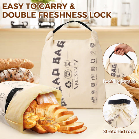Tiagowell beeswax bread bag roll-closure sealing for freshness.