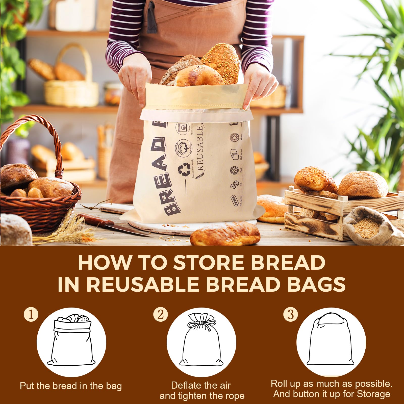 Tiagowell bread bag being rinsed after use for easy cleaning.