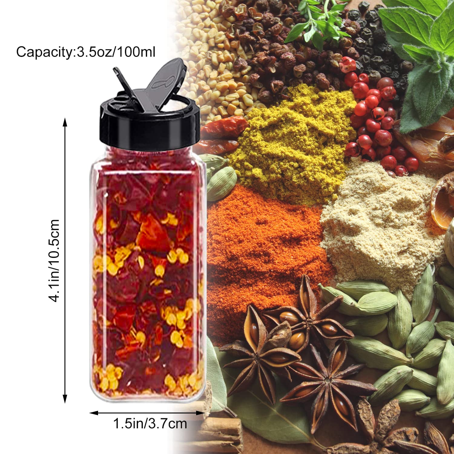 Tiaiidi black lid spice jar with shaker option for easy seasoning.