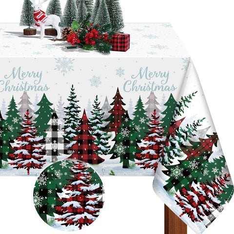 Tiamon buffalo plaid Christmas tablecloth adds festive warmth to family dining.