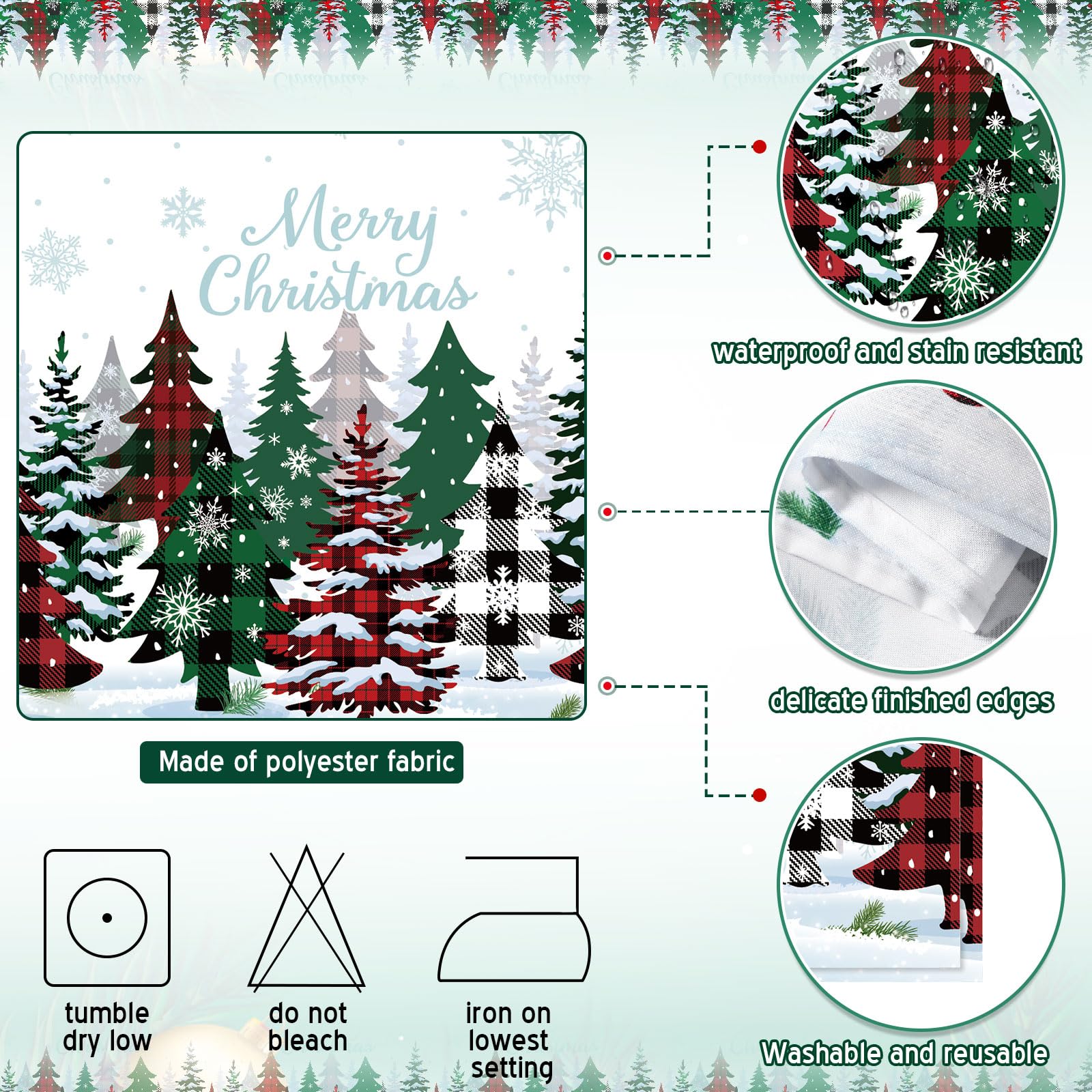 Tiamon waterproof polyester tablecloth protects surfaces during holiday meals.