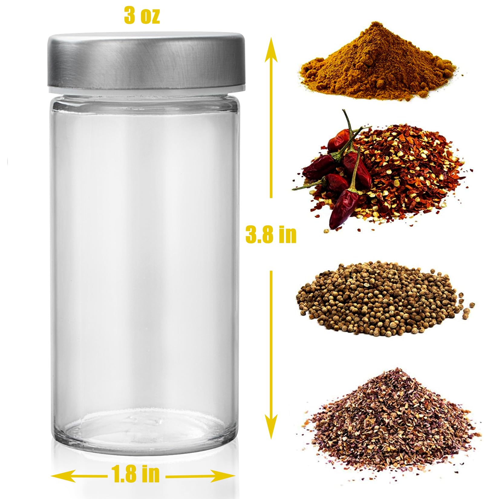 Close-up of shaker lids showing precise dispensing for seasonings and blends.
