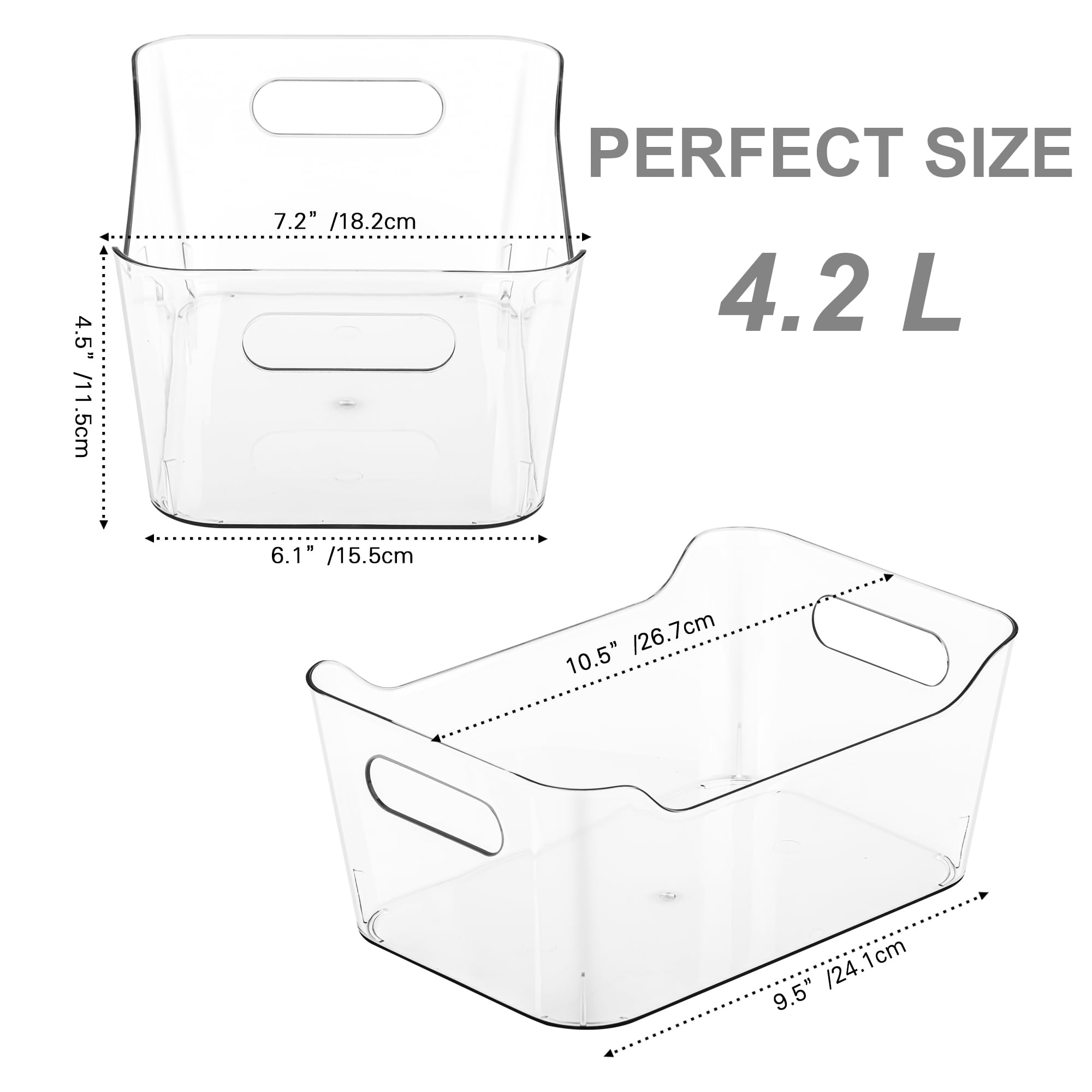 Tiawudi clear storage bin with easy grip handles for effortless lifting.