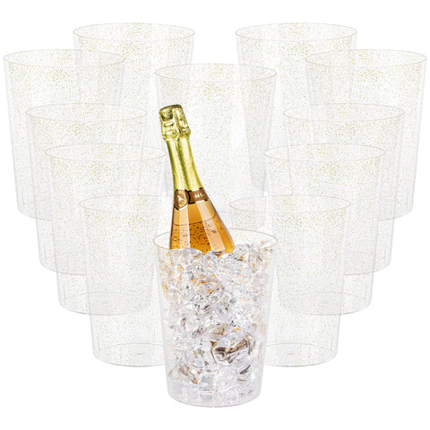 Tiawudi 12-pack gold glitter ice buckets for weddings and parties