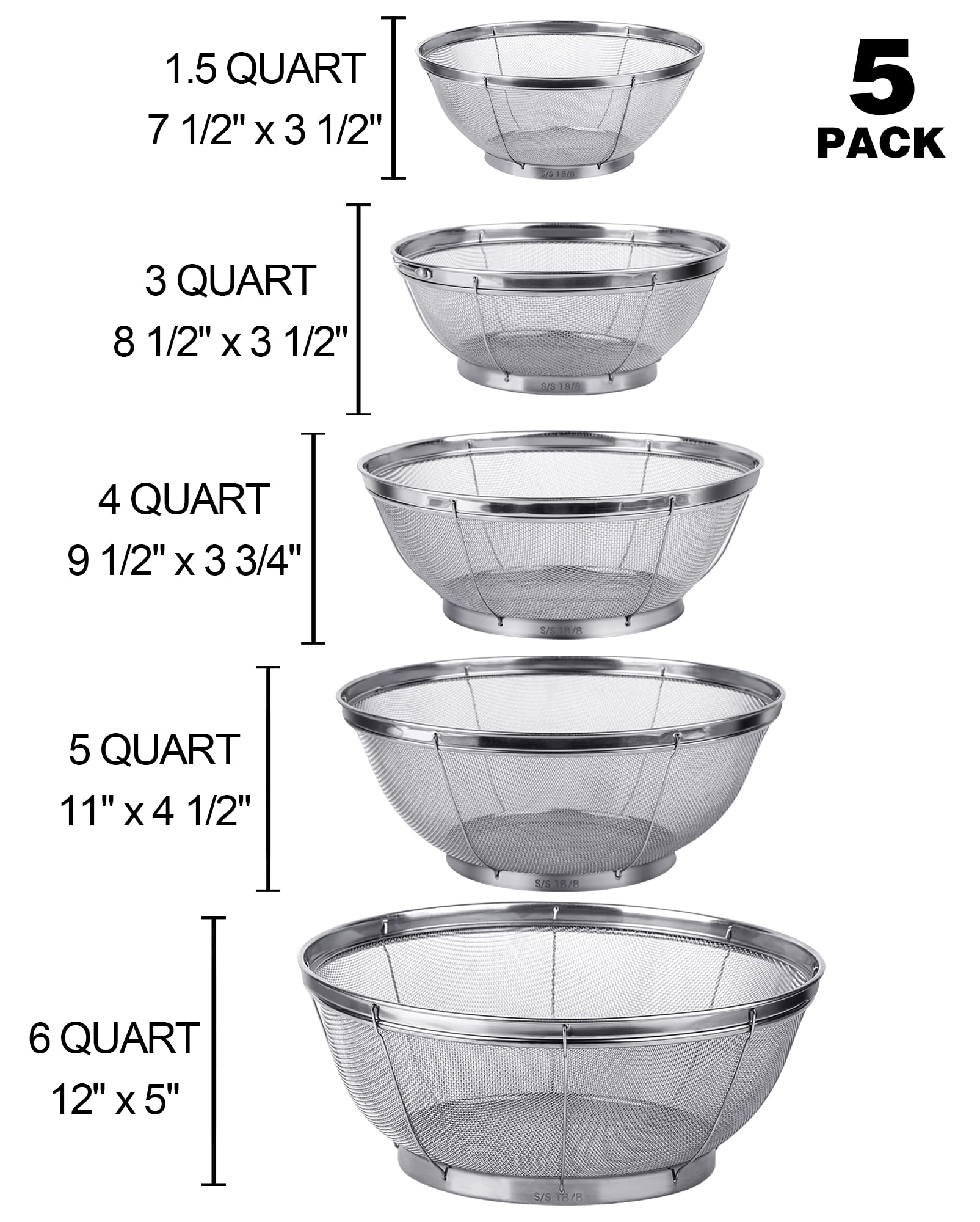 Tiawudi 4-quart strainer ideal for washing grains and berries.