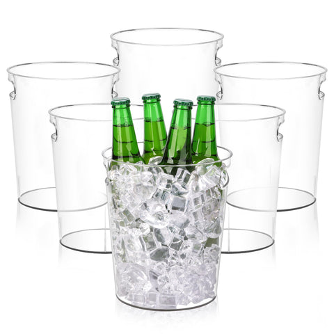 Tiawudi six-pack clear ice buckets with easy-grip handles for parties