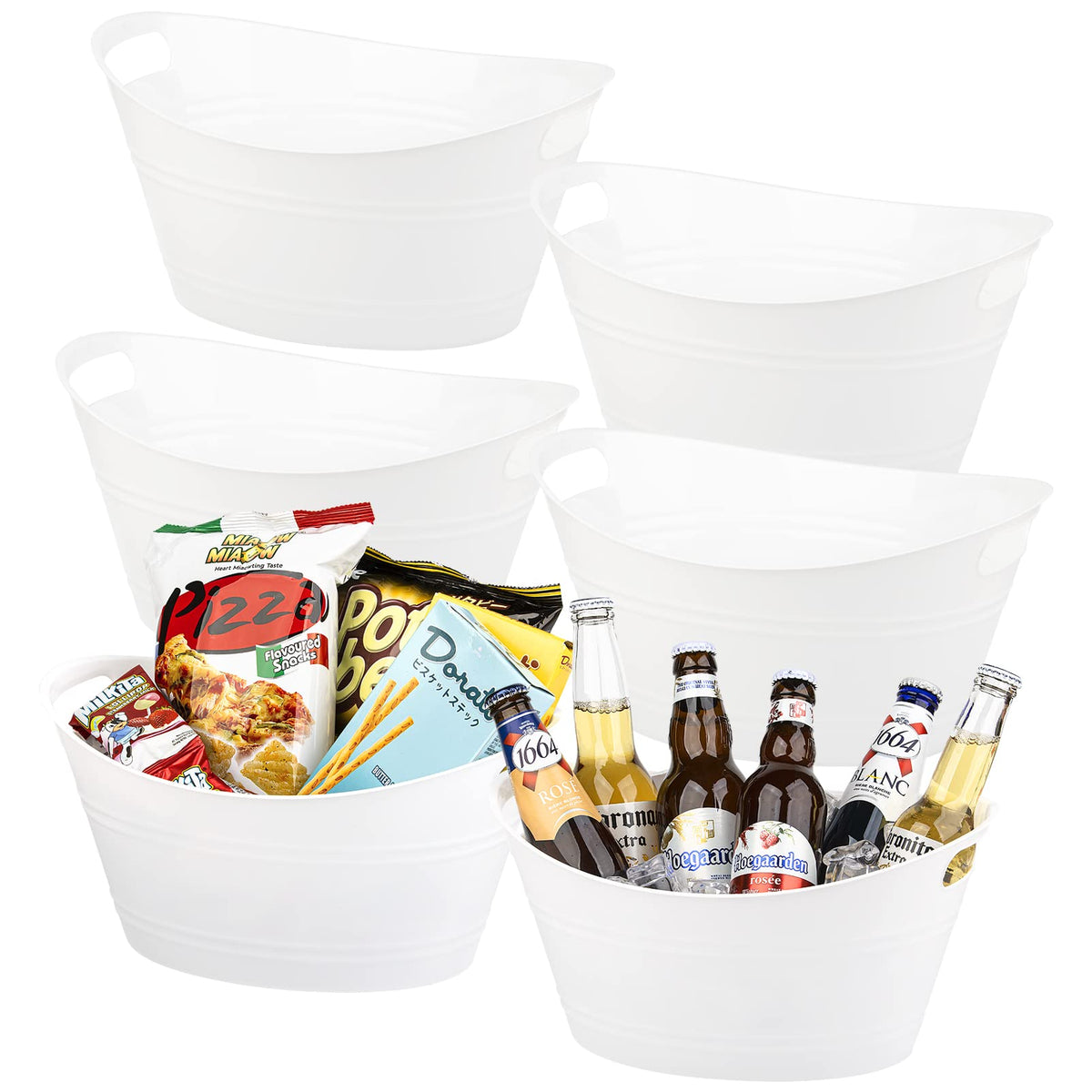 Tiawudi 6-pack oval storage tubs for organized kitchen or pantry use.