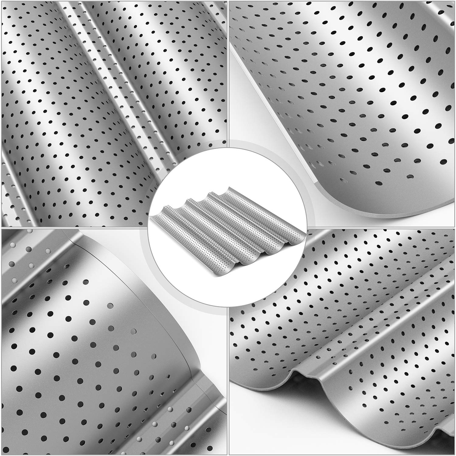 Tiawudi baguette pan measures 15x13 inches, ideal for baguettes and buns.